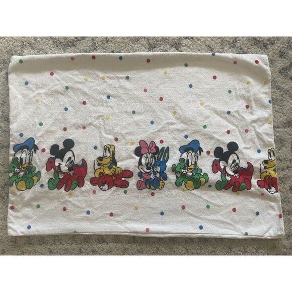 Vintage Walt Disney Mickey‎ Mouse Minnie Donald Duck Pluto Pillow Case - Picture 1 of 6